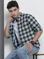 The Indian Garage Co Men's Cotton Slim Fit Checkered Full Sleeves Spread Collar Casual Shirt - Image 2