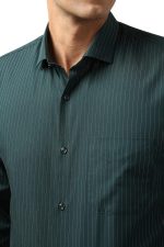 Peter England Men Polycotton Premium Wonder Fabric Slim Fit Full Sleeve Striped Formal Shirt - Image 4