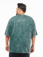 Bewakoof Men's Self Design Oversized Fit Half Sleeve Round Neck Pure Cotton Plus Size Acid Wash T-Shirt - Image 3