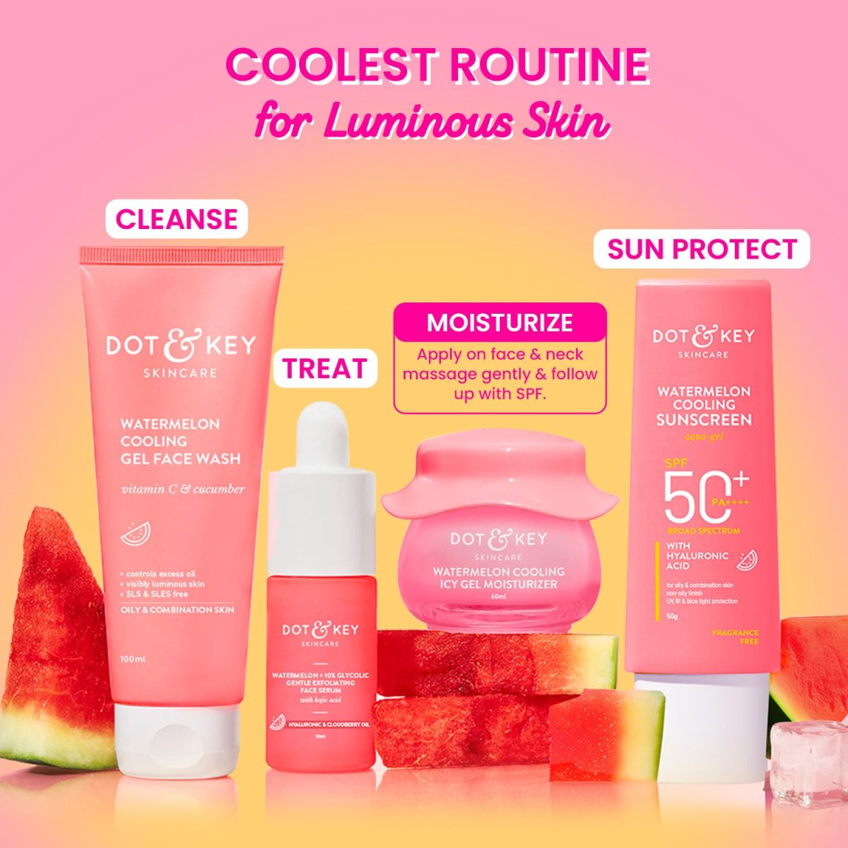 Dot & Key Watermelon Cooling Icy Gel Moisturizer | Instantly Cools Skin, Hyaluronic & Niacinamide | Controls Excess Oil, Boosts Radianc | Refreshes & Soothes Skin, Non-sticky & Non-greasy | 60g - Image 7