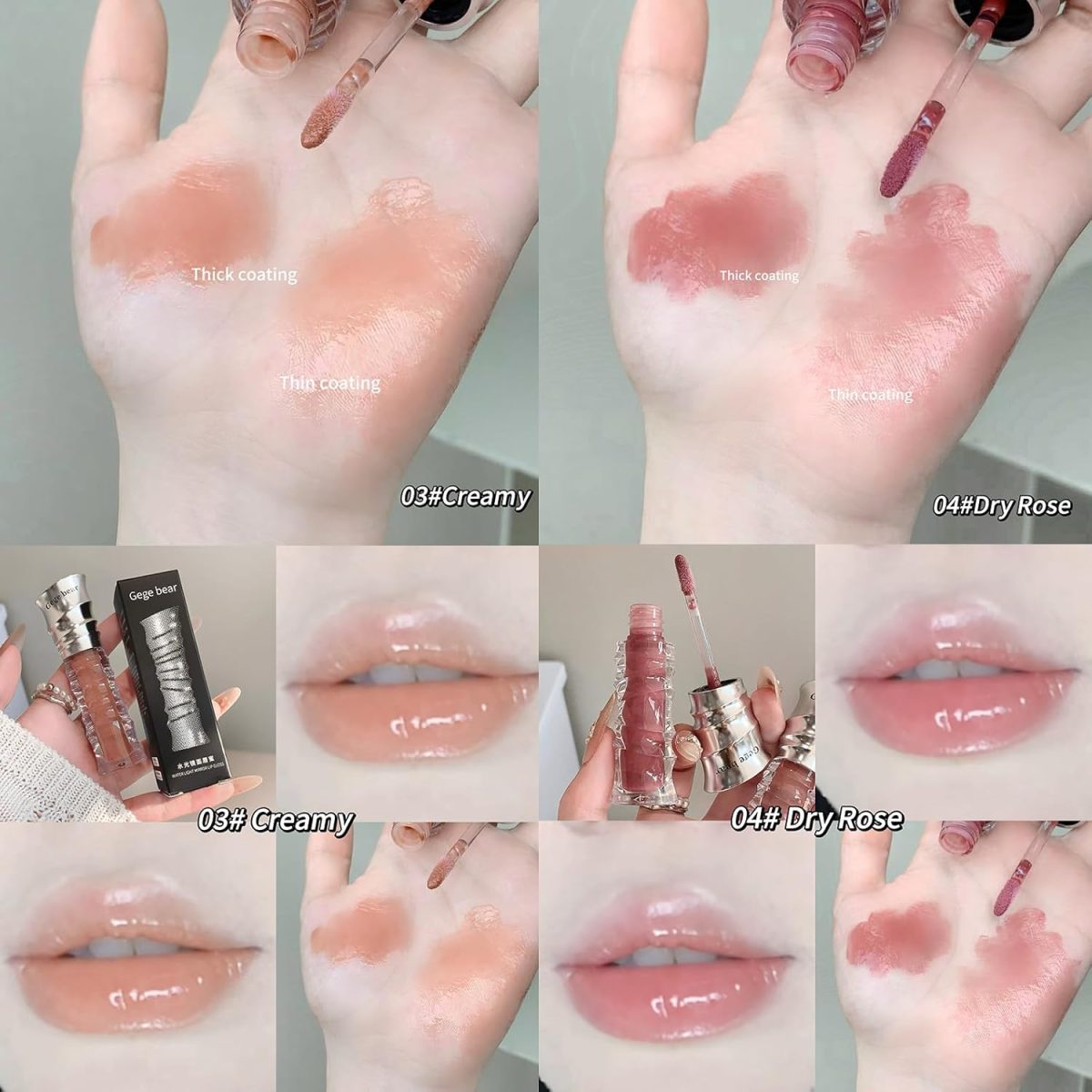 Gege Bear Lip Glaze | Water Light Mirror Gloss Finish | Lightweight, Moisturizing & Non-Sticky Texture | Nude Brown & Red Bold Shades | Hydrating with Precision Applicator | Velvet-Soft Liquid Lipstick Formula | Waterproof Glossy Feel With Natural Look for Women (02# Mulberry, 3.5g) - Image 4