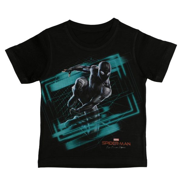 Marvel Spiderman by Wear Your Mind Boy's Plain Regular T-Shirt (DSM0089.2_Black 7-8Y)