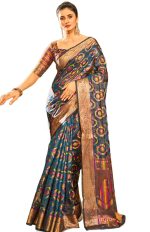 SWORNOF Women's kanjivaram banarasi silk saree for Patola festival Wedding silk with rich pallu Design sarees for women with blouse piece