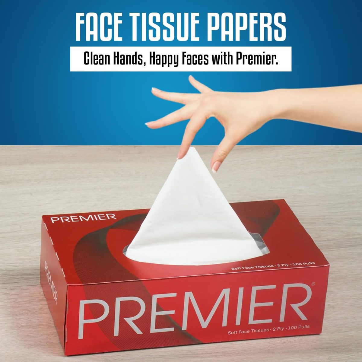 Premier Face Tissue Paper Box 2ply 100 Pulls Per Box (Pack of 4), 800 Sheets | Soft & Absorbent Facial Tissues | Disposable Tissues for home, Car tissue box, Office tissue paper - Image 3