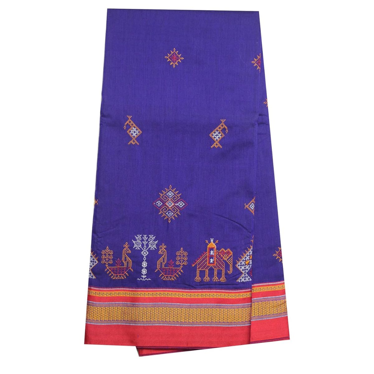 Neyge Women's Handloom Ilkal Pure Cotton Resham Silk Kasuti Saree with Stripe Pallu Running Blouse - Image 3