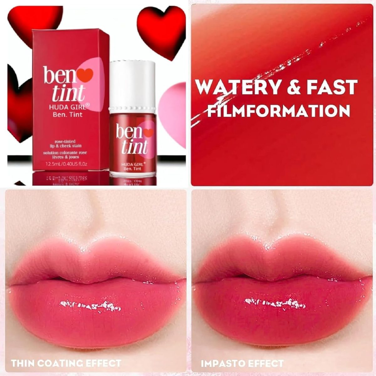 MR. HUDA Korean Style Liquid Glossy Lip And Cheek Tint With Watermelon, Strawberry, Rose Fragrance, Nourishing & Long-Lasting. Smudge & Waterproof Cheeks Blusher For Women (Dark Pink) - Image 9