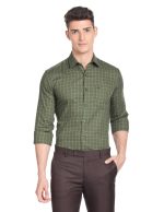 Arrow Men's Checkered Full Sleeve Slim Fit Cutaway Collar Cotton Formal Shirt