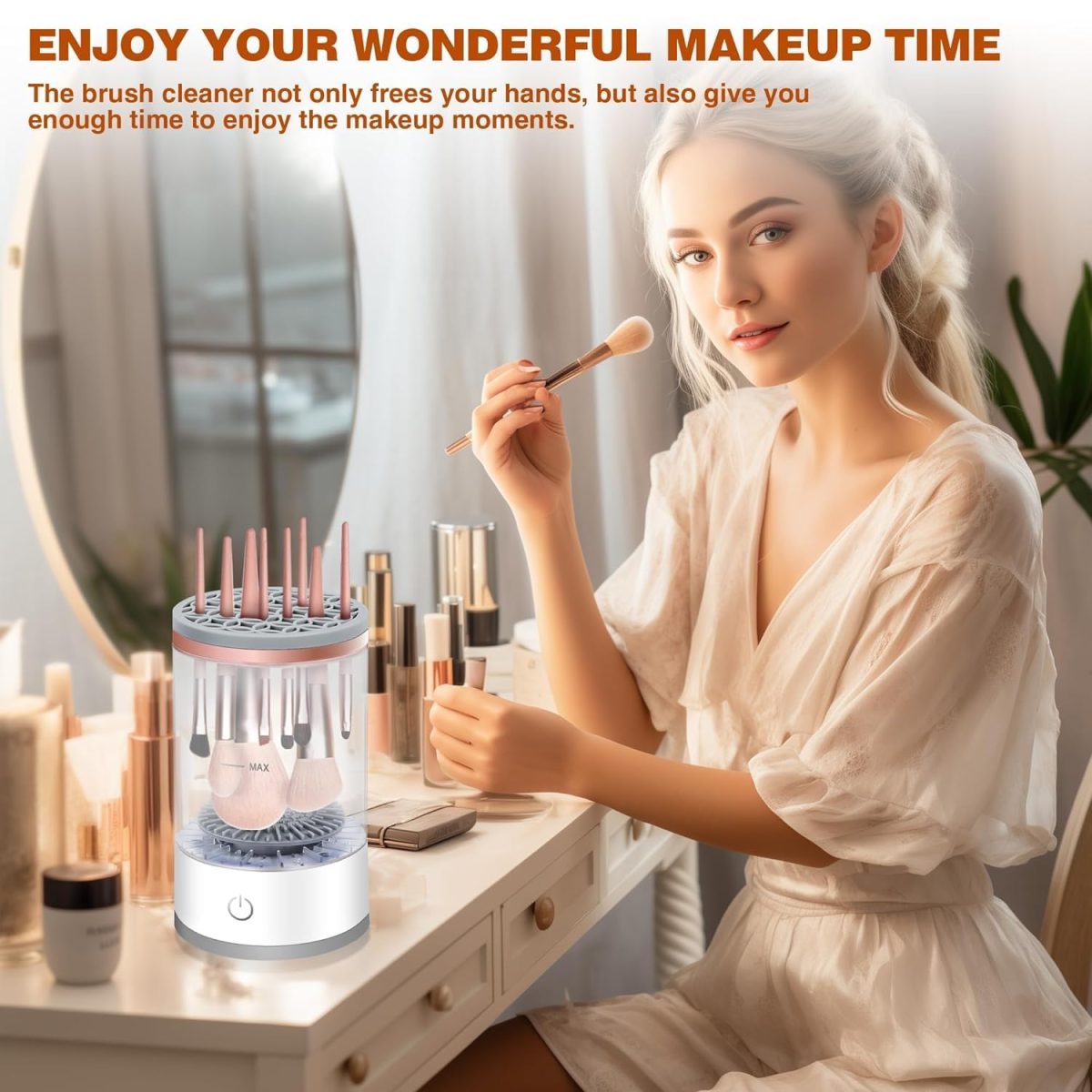 GLENOXZONE Makeup Brush Cleaner Machine New Electric Cosmetic & Painting Brush Cleaner, Automatic Spinning Makeup Deep Cleaning USB Powered Brush Cleaner Compatible with All Size Makeup Brushes - Image 7