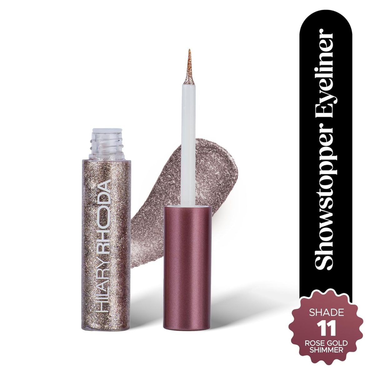 Hilary Rhoda Gel Showstopper Eyeliner | Smudge-Proof & Metallic Glitter | Water-Resistant | 5Ml (Rose Gold Shimmer- Shade 11), 5 ml (Pack of 1) - Image 2