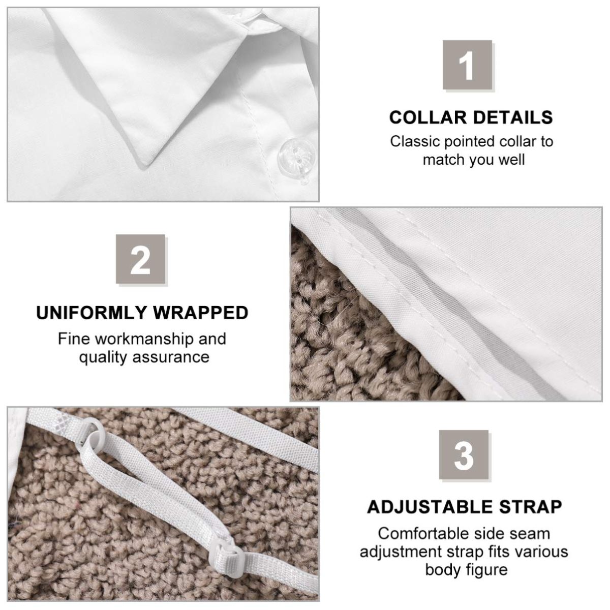 Zibuyu� Women Detachable Collar White Cotton Half Shirt Detachable False Shirt Collar Women and Girls - Image 7