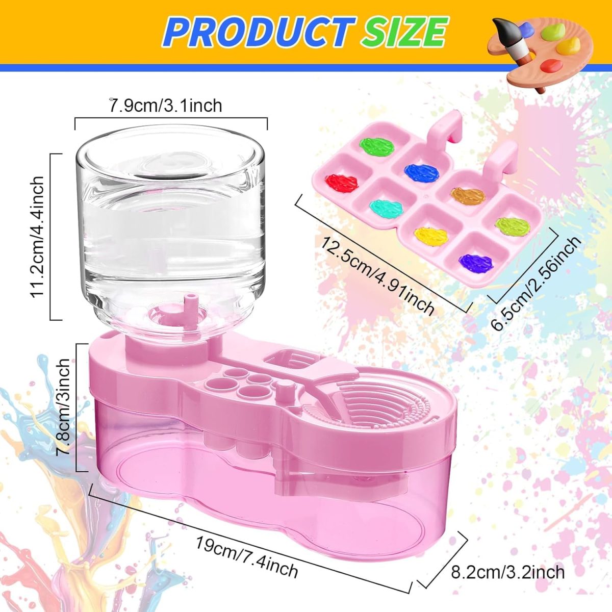 LUOSHI Paint Brush Cleaner Brush Rinser Water Circulation Painting Tool with Brush Holder and Palette Brush Rinser Dispenser for Adults Artist Kid - Image 3