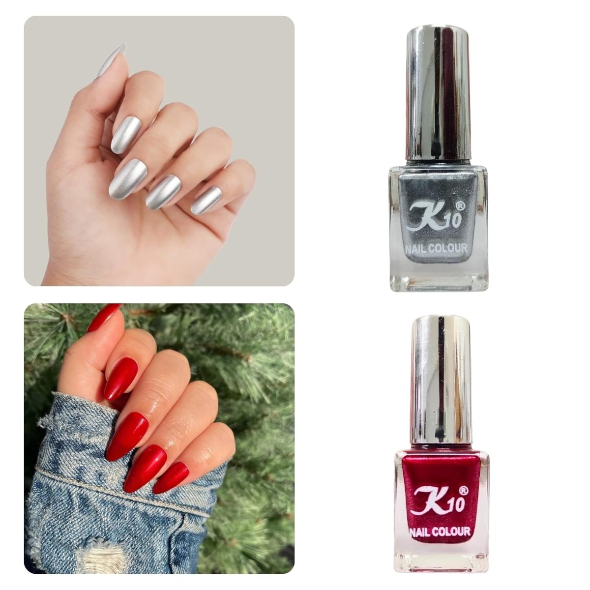 K10 Nail Polish| Metallic Finish Nail Paint|Quick Drying| Non UV Polish - Gel Finish |Chip Resistant Long-Lasting Multicolor Nail paint for Women and Girls| Multicolours | Set of 12 (12ml each) - Image 2