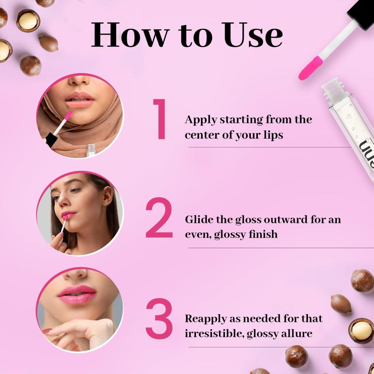 ENN Beauty pH Lip Gloss, Non Sticky Color Changing Lip Oil with Squalene, Macadamia Nut & Vitamin E for Soft & Plump Lips - 1.5ml - Image 5