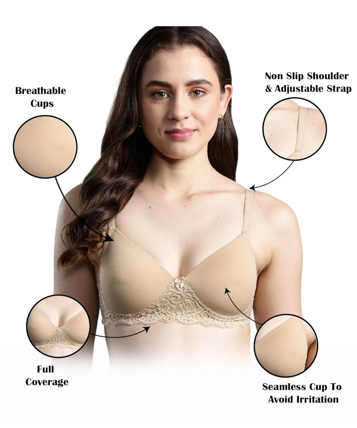 LEADING LADY Women's Solid & Printed Lightly Padded T-Shirt Bra - Image 2