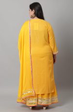 Rajnandini Women's Yellow Pure Cotton Lurex Embroidered Kurta Set With Dupatta (JOPLVL259X-P) - Image 4
