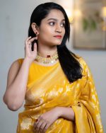 Women's Banarasi Soft Lichi Silk Saree - Yellow | Beautiful Rich Pallu & JACQUARD Work Saree [Unstitched Blouse Piece] - Image 5