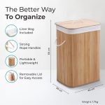 The Better Home Bamboo Basket for Storage(40*30*60cm) Laundry Basket for Clothes With Lid | Home Organizer Items and Storage | Eco Friendly | Compact and Easy to carry | Home Storage Organizer | Brown - Image 4