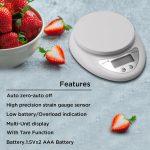 iBELL Digital Kitchen Weighing Scale for Health, LCD Display, High Precision Sensors, Tare Function, up to 5KG, Portable Food Weight Machine for Health, Fitness, Home Baking & Cooking - KS501M (White) - Image 2