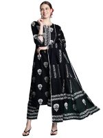 INDO ERA Women's Printed Pure Cotton Straight Kurta Pant With Dupatta Set (Iepnd5527)