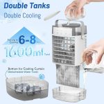 SPNOR Portable Air Conditioners, 1600ML Mini Air Cooler Evaporative Personal, 3 Wind Speed, 2-4-8H Timer, 3 Modes, Colorful Night Light, Portable for Room, Car, Bedroom - Image 3
