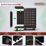 BUILDSKILL 100Kg Load Capacity Inverter Trolley for Home | 360° Rotating 5 Wheels | Easy Assembly Inverter Stand | Large Size Inverter Battery Stand for Home | Strong Build Inverter Box (Brown) - Image 6