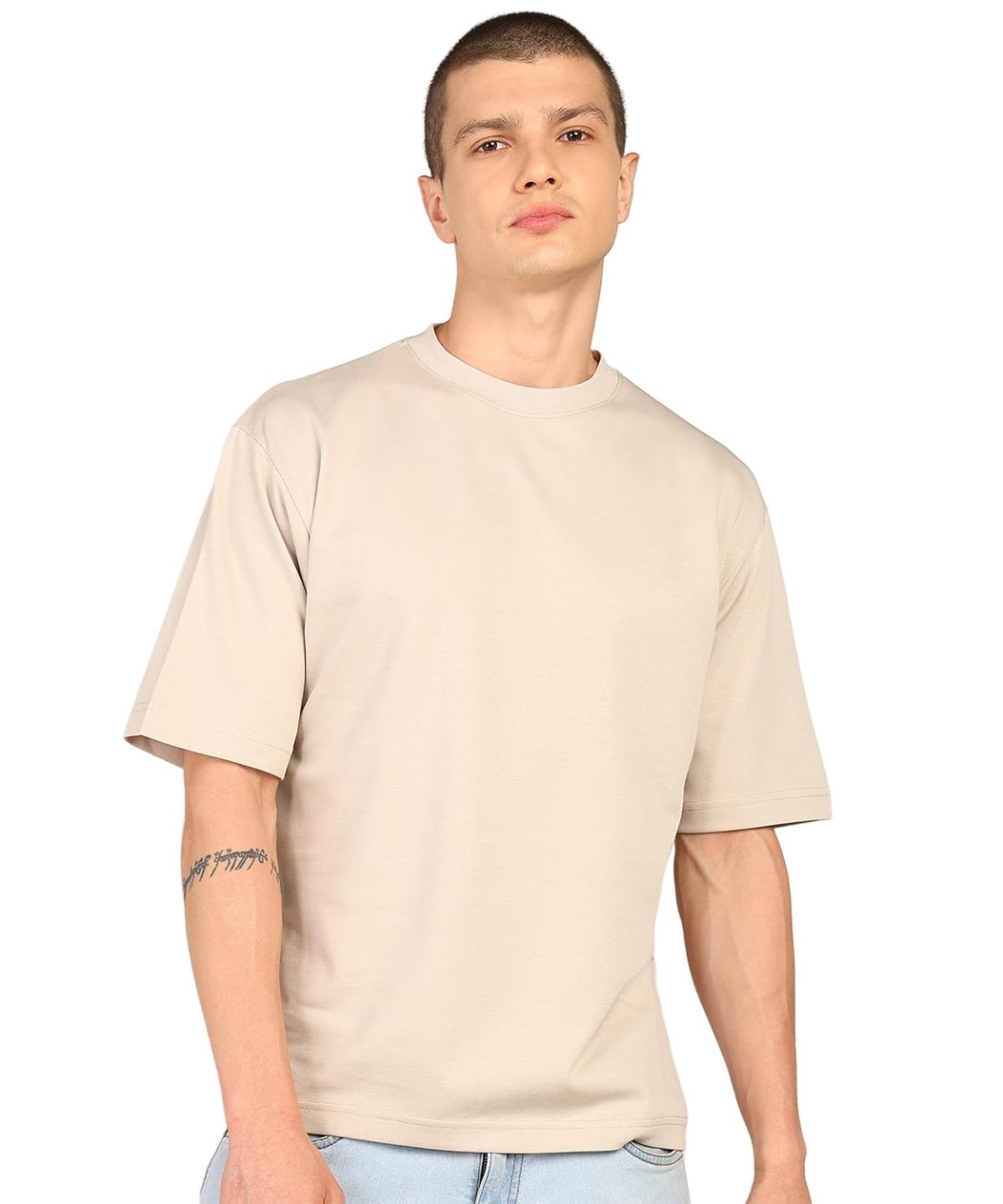 Alan Jones Clothing Men's Oversized Solid T-Shirt | Premium Heavy Fabric | Crew Neck Casual Wear