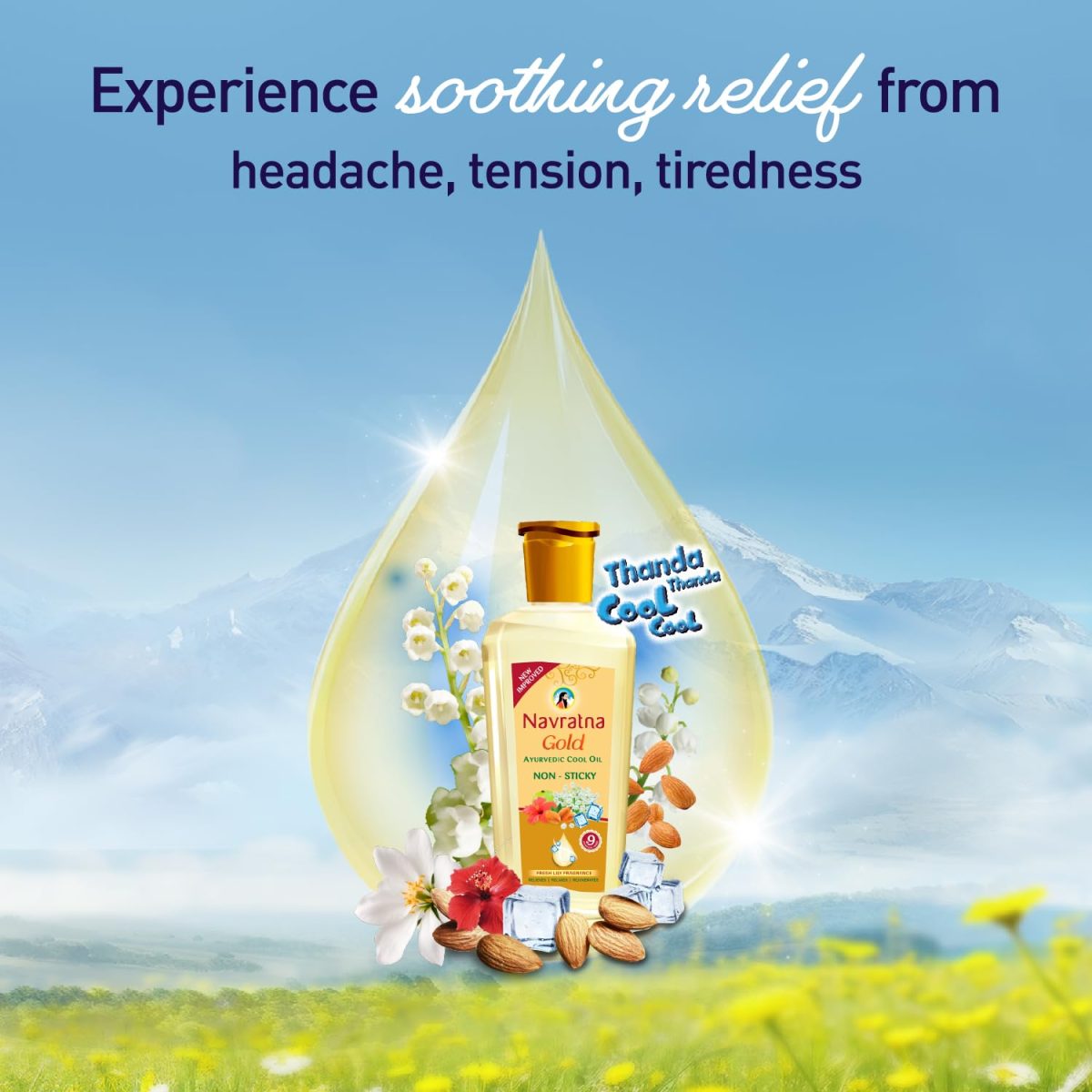 Navratna Gold Ayurvedic Cool Oil | Goodness of Almonds | Non-Sticky and Fresh Lily Fragrance | 500ml - Image 2