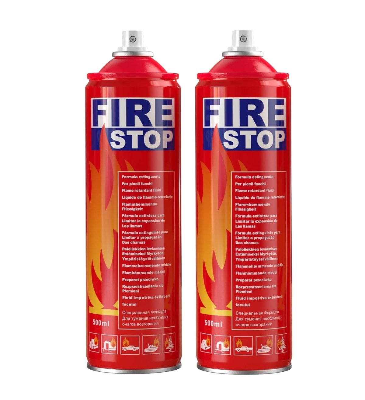 AmzBoom Fire Extinguisher 2-Pack with Mounting Bracket for Home, Kitchen, Car, Grill - Portable Small A, B, C, K Fire Extinguisher - 8-in-1 - Prevents Reignition.