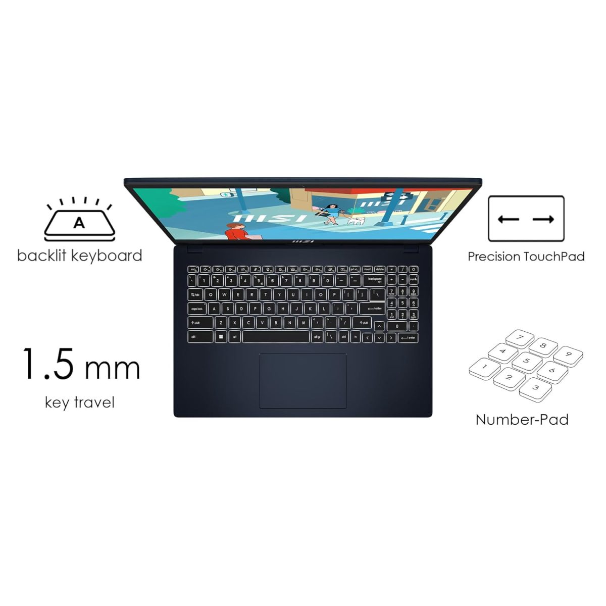 MSI Modern 15, Intel 13th Gen. i7-1355U, 40CM FHD 60Hz Laptop (8GB/512GB NVMe SSD/Windows 11 Home/Iris Xe Graphics/Star Blue/1.7Kg), B13M-290IN - Image 5