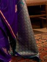 AKHILAM Women's Satin Silk Bagh Printed Saree With Unstitched Blouse(KNTKLX391001_RJ_Parent) - Image 6