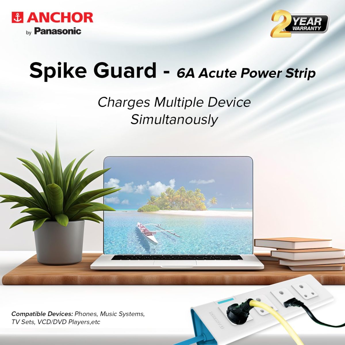 Anchor by Panasonic 4 Way Extension Board Socket with Single Switch | 4 Way Socket with 1.5 Mtr Extension Cord | Multi Plug Socket for Home Wall, Office (22061) - Image 4
