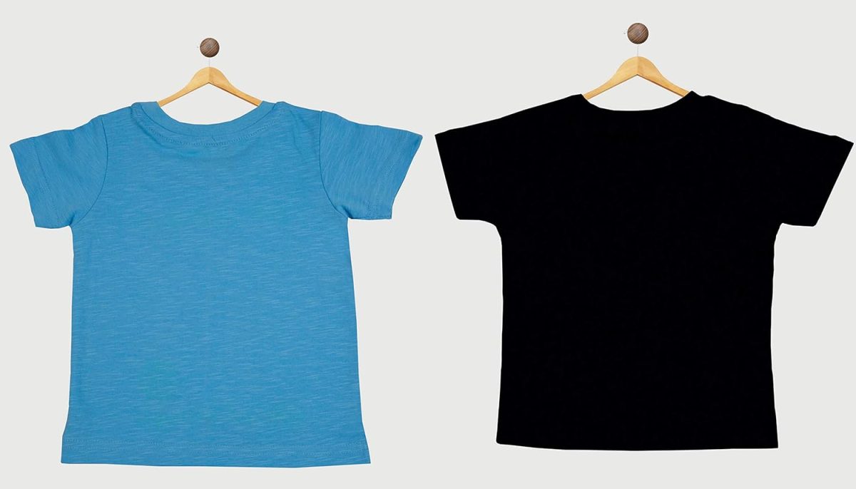BODYCARE Kids Infantwear Boy's Black & Blue Printed Round Neck Regular Fit T-Shirt Pack Of 2,Cotton,6 Months-12 Months - Image 2