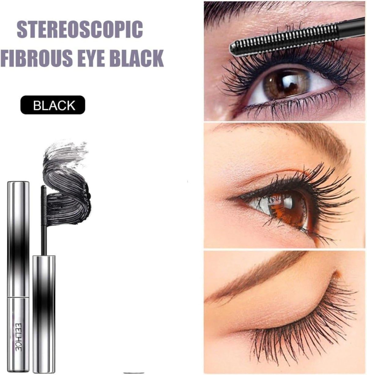 CYNFLEES Mascaras - Natural 3D Curling Eyelash Iron Mascara, Lengthening And Curling Iron Strong Mascara, Plumps Lashes, No Clumps, Waterproof and Smudge-Proof, Long-Lasting Eye Makeup (Black) - Image 4