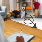 amazon basics Tabletop Stand for Mobile, Tablet and E-Reader, Clip Mount, Multi-Angle, Foldable, Lazy Bracket, Universal Compatibility - Image 4
