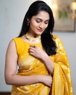 Women's Banarasi Soft Lichi Silk Saree - Yellow | Beautiful Rich Pallu & JACQUARD Work Saree [Unstitched Blouse Piece] - Image 6