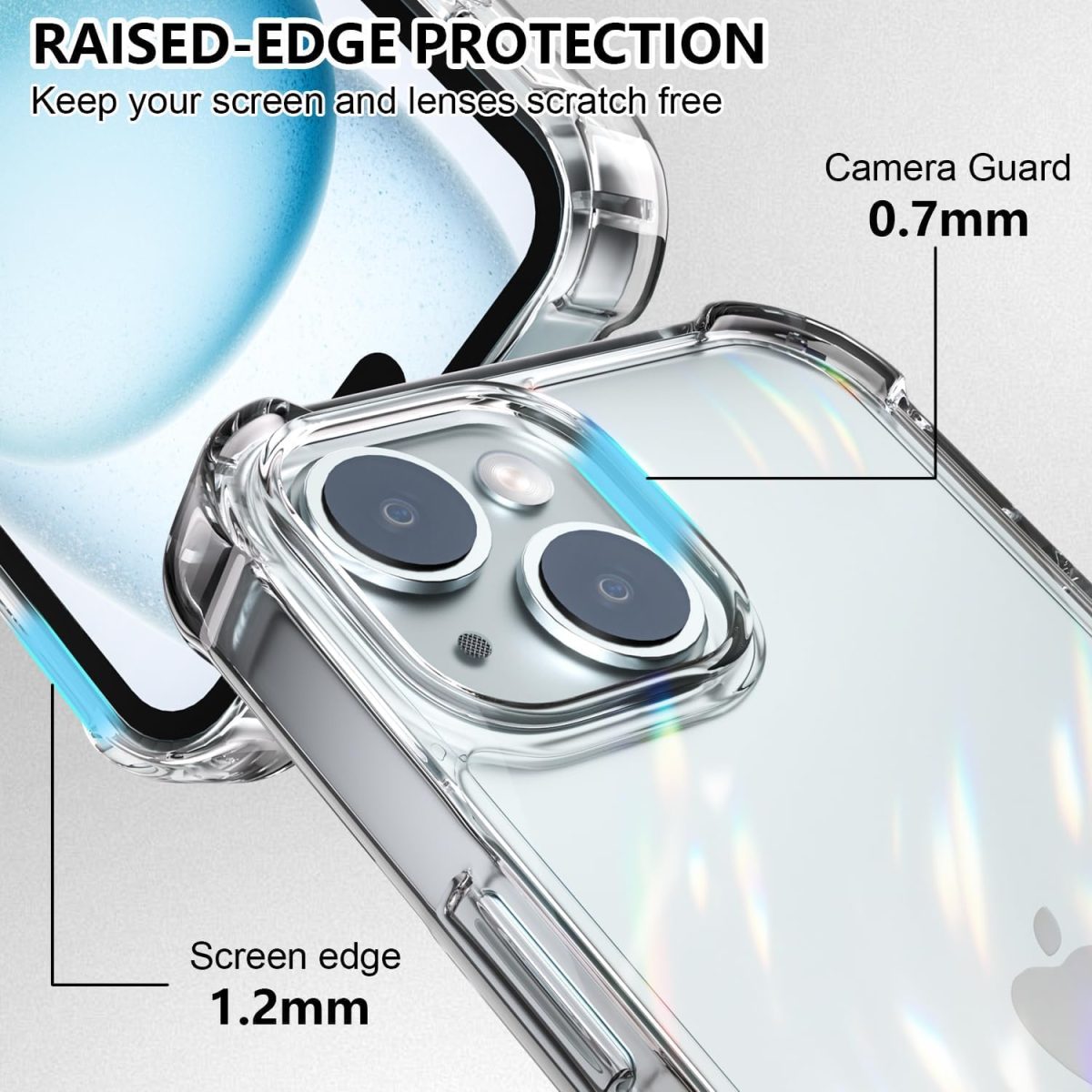 EGOTUDE Compatible with iPhone 15 Case | Shockproof Transparent Anti-Scratch Hard Back Cover (Polycarbonate | Clear) - Image 2