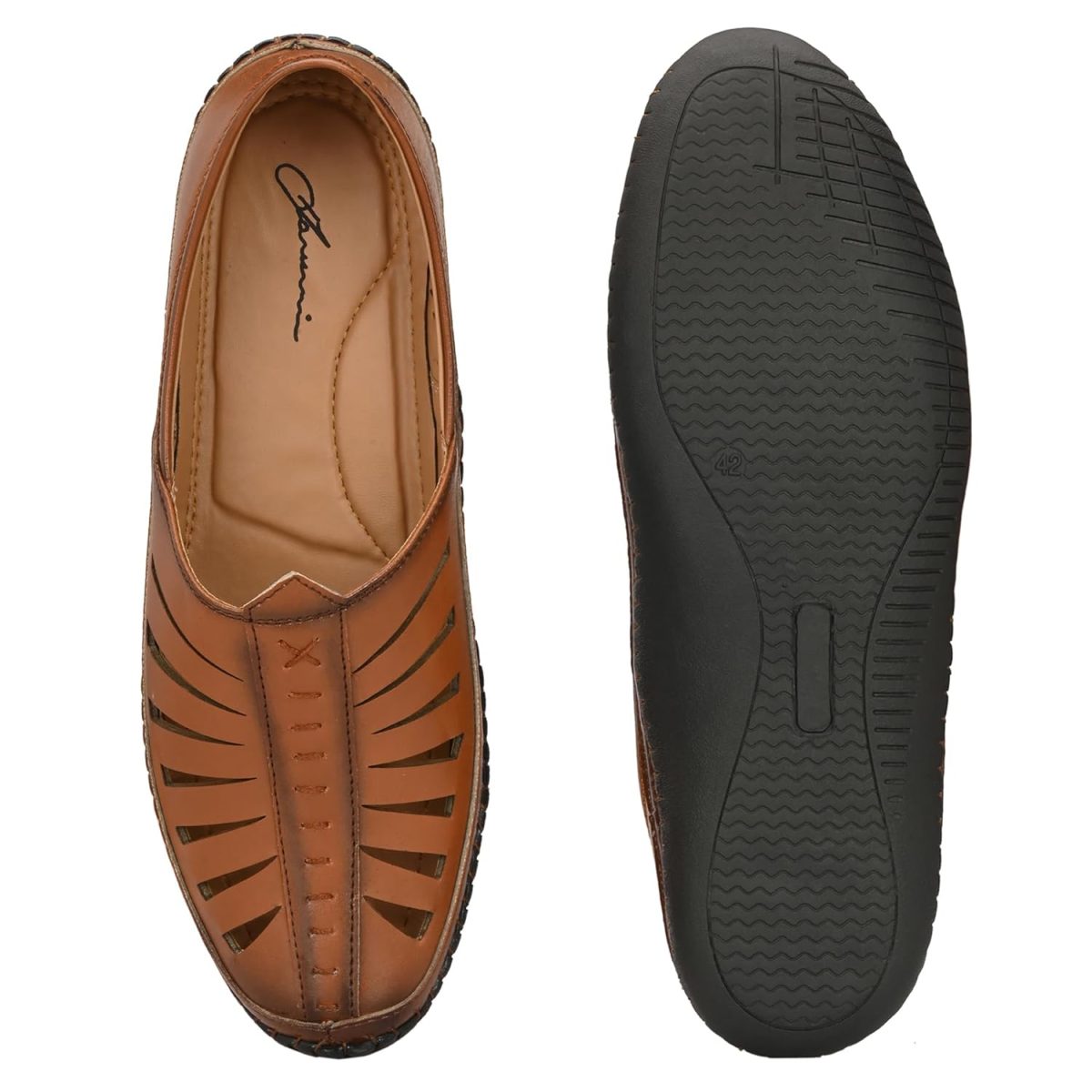 Karaddi 5082 Men's Loafer Stylish Ethnic Peshawari Nagra Mojadi Sherwani Sandals Wedding Latest Kolhapuri Brown Tan Black Shoes for Men - Image 7