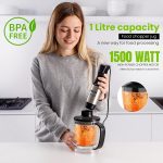 INALSA Hand Blender 1500 W|Silent DC Copper Motor|European Stepless Variable Speed Design| X.Large 1L Chopper|Unique Potato Masher| Detachable| Stainless Steel-Robot INOX 1500 StepUp - Image 3