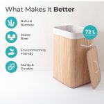 The Better Home Bamboo Basket for Storage(40*30*60cm) Laundry Basket for Clothes With Lid | Home Organizer Items and Storage | Eco Friendly | Compact and Easy to carry | Home Storage Organizer | Brown - Image 2