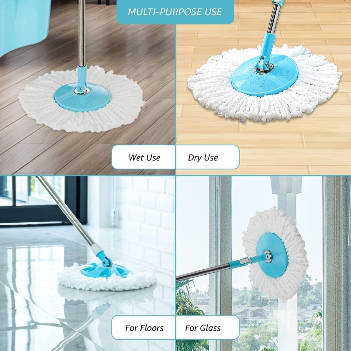 Spin Mop Stick for Floor Cleaning Without Bucket with Removable Microfiber Refill & 42 Inch Extendable Handle Rod.Replace Old Pocha with Easy Mopping Cleaner for Home, Kitchen,(Multicolor) - Image 3