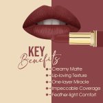 Colors Queen Nude It Creamy Matte Lipstick – 3.6g | Lightweight, Waterproof Lipstick for Women (02 - Peony) - Image 3