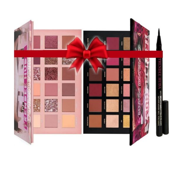 COSMAC Beauty Rose Gold Remastered + Nude Edition Eyeshadow Palette Combo Kit - 36 Matte and Shimmer Finishes,- Complete Eye Shadow Palette | Highly Pigmented and Blendable | Multicolor | Waterproof Long Lasting Eyeliner (SET OF 3)