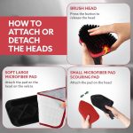 AGARO Elite Cleaning Mop & Brush Set, Bathroom Cleaning Brush, Long Handle, Hard Brush, Microfiber Pad & Scrubber, for Tiles, Kitchen, Toilet, Window Glass, Detachable Head, Black & Red - Image 5