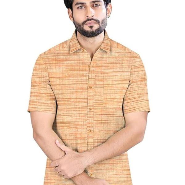 Men's Khaadi Cotton Regular Fit Half Sleeves Striped Casual Shirt