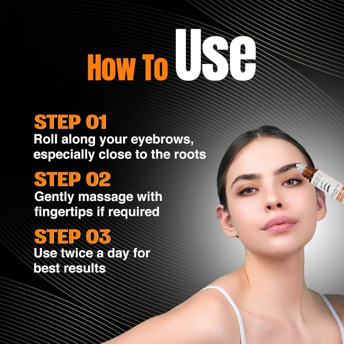 Nourish Mantra Brow Growth Serum | eyelash serum for Brow and lash Hairs Growth, volume & Thickness | Formulated with Redensyl, Biotin, Peptides & Amino Acids | 100% Eye Safe & Fragrance Free - 10 ml - Image 9