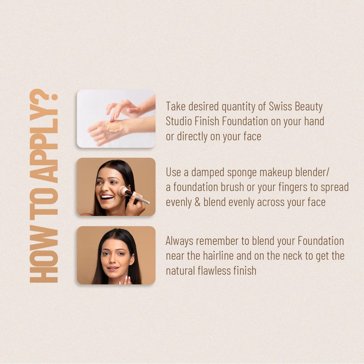 Swiss Beauty Full coverage Foundation Studio Finish, Face Makeup, Shade- Ivory Rose, 30ml - Image 7