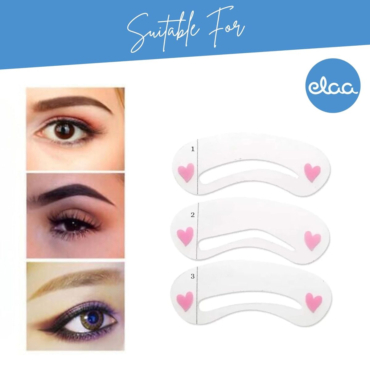 [Ear Lobe & Accessories] Reusable Eyebrow Shaping/Grooming | Make Up Template | Stencil Sticker Card, 3 Pcs - Image 3