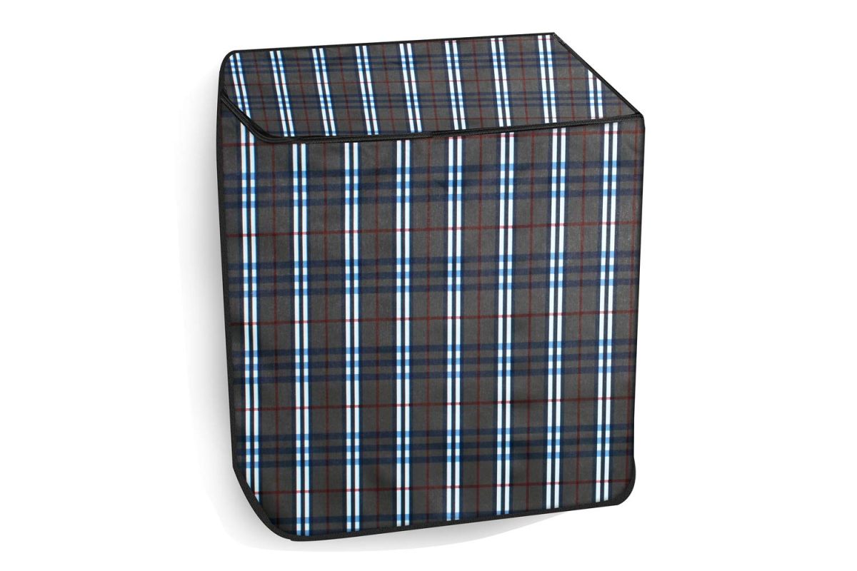 Stylista Washing Machine Cover Compatible for LG 11 kg semi Automatic Top Loading P1145SRAZ Checks Grey - Image 3