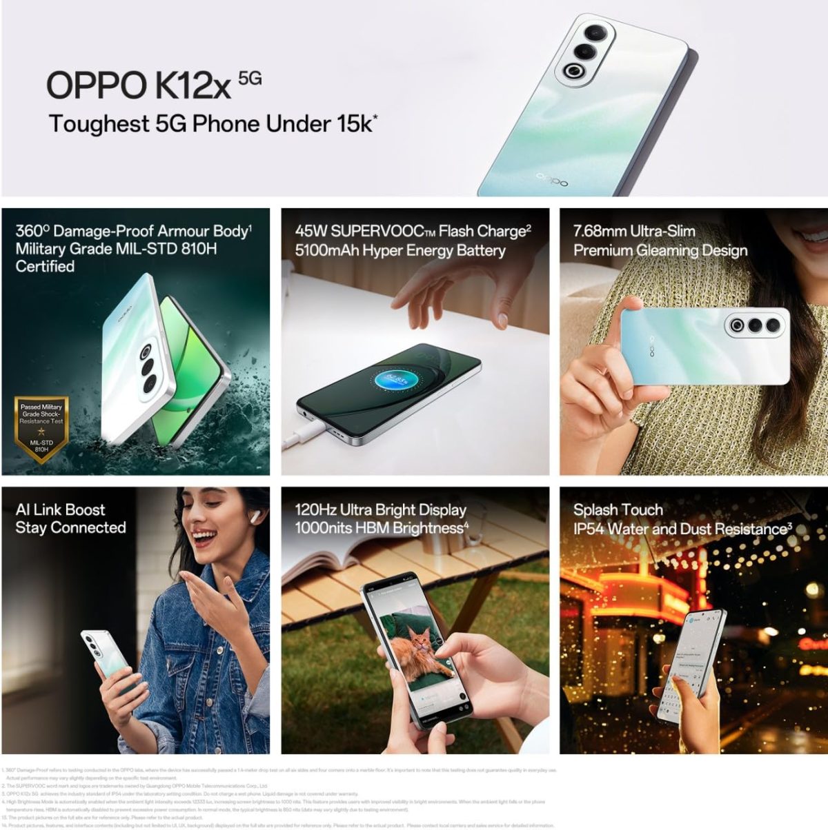 Oppo K12x 5G Smartphone (8GB RAM + 256GB Storage) | 16.94cm LCD Display, 5100mAh Battery | 45W SUPERVOOC Flash Charge | 360° Damage-Proof Armour Body | Charger in The Box (Breeze Blue) - Image 5
