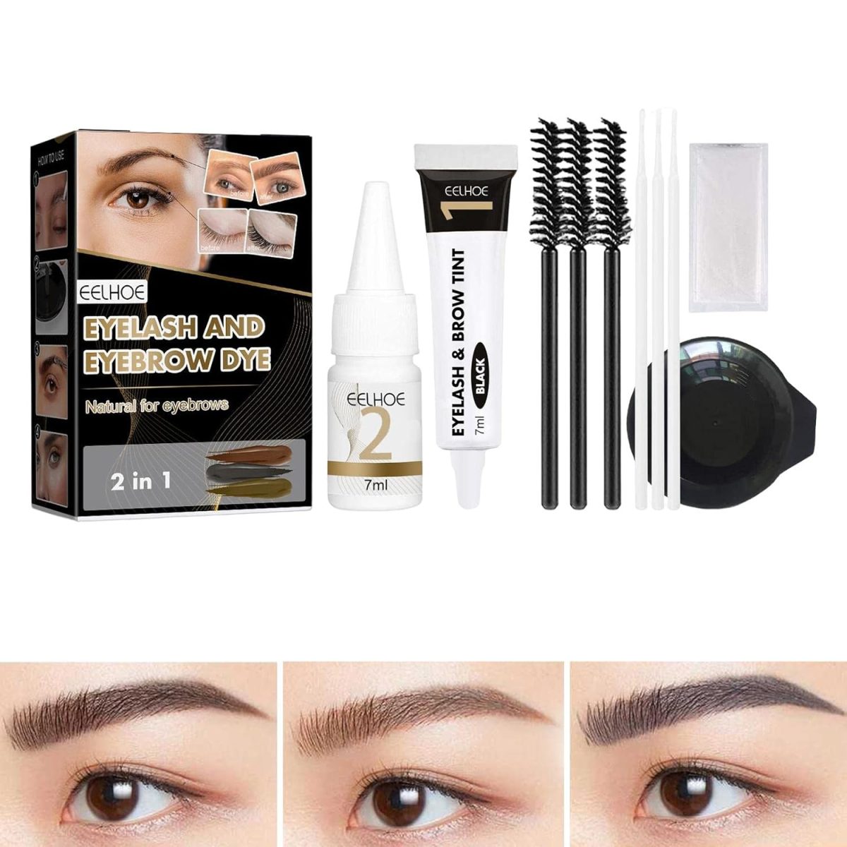CALANDIS Professional Eyelash Eyebrow Dye Tint Gel Oil Proof Eyebrow Tinting Kit Black - Image 6